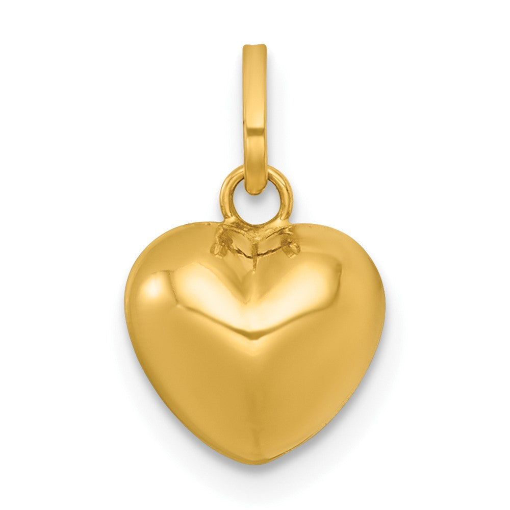 14K Gelbgold Poliert 3d Herz Charm Anhänger