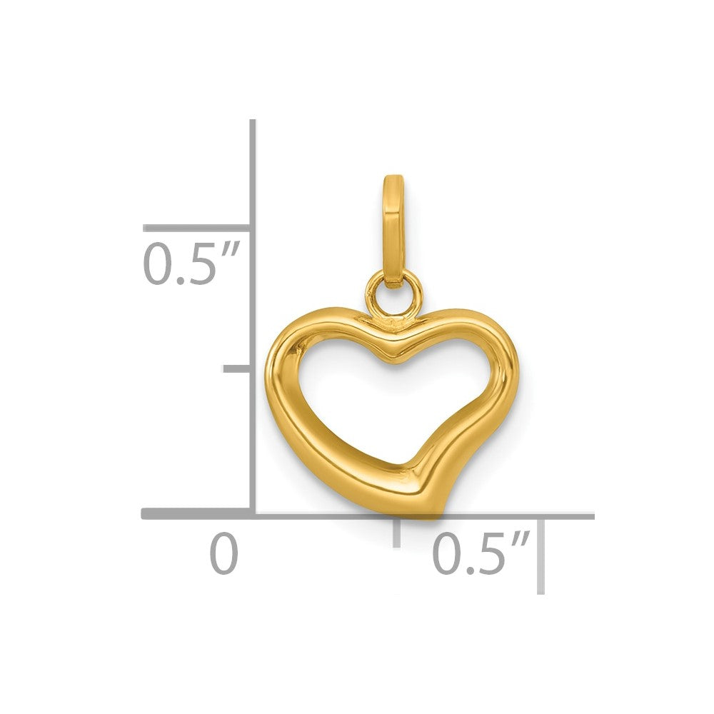 14K Gelbgold Poliert Offen Herz Charm Anhänger