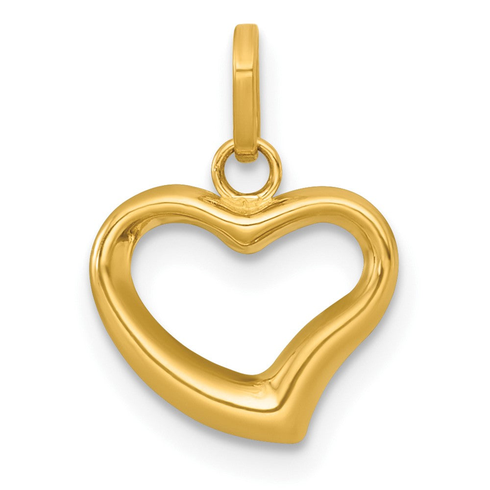 14K Gelbgold Poliert Offen Herz Charm Anhänger