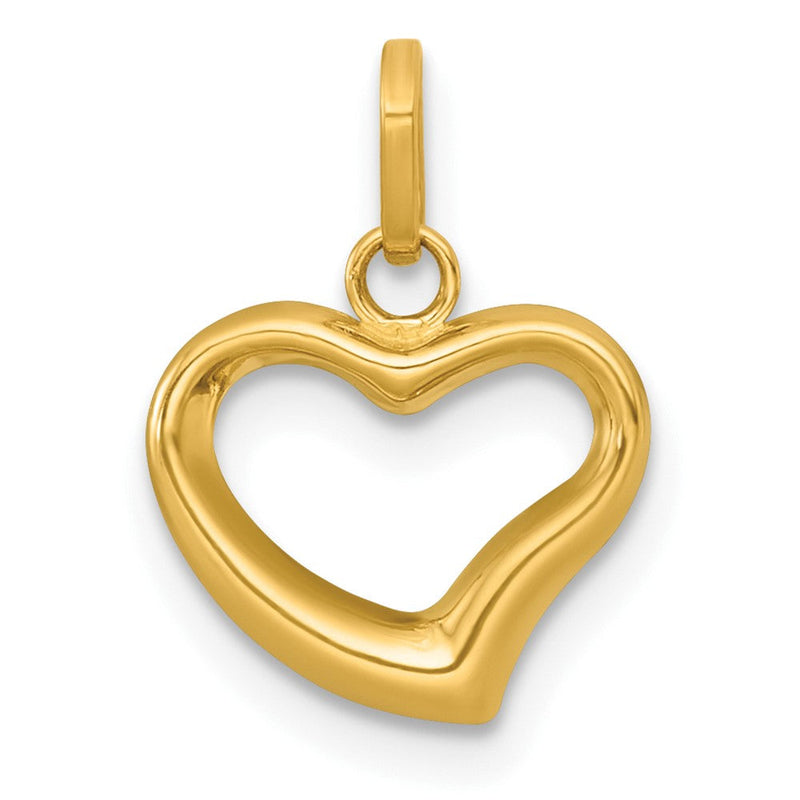 14K Gelbgold Poliert Offen Herz Charm Anhänger