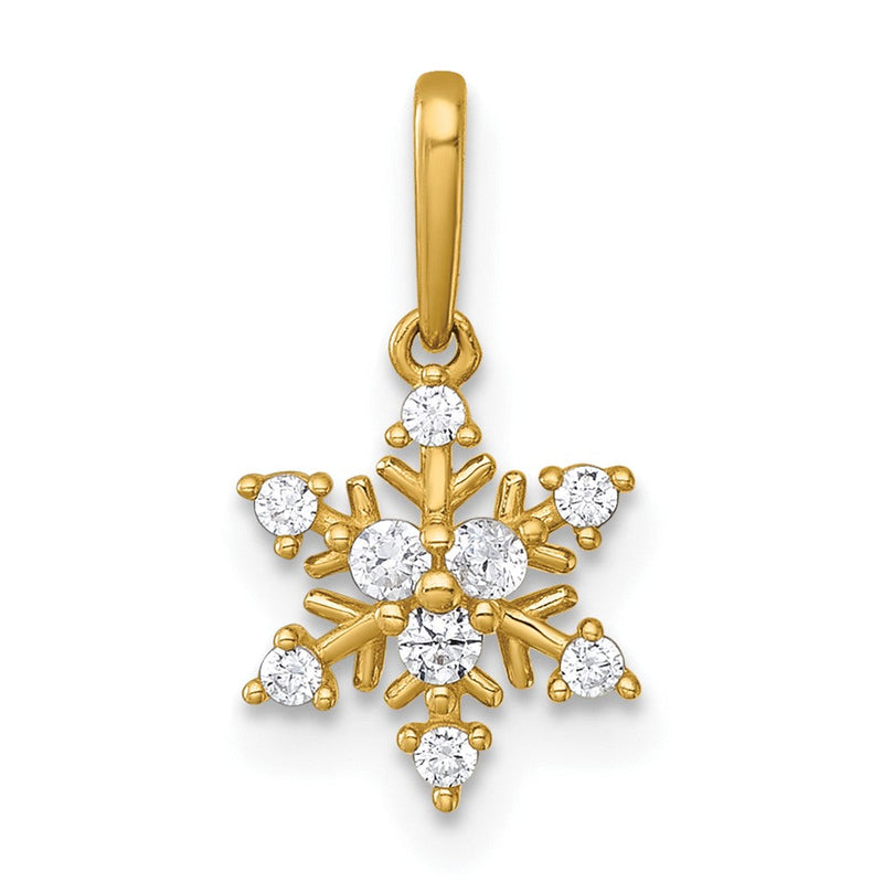 14K Gelbgold Poliert Zirkonia Schneeflocke Anhänger