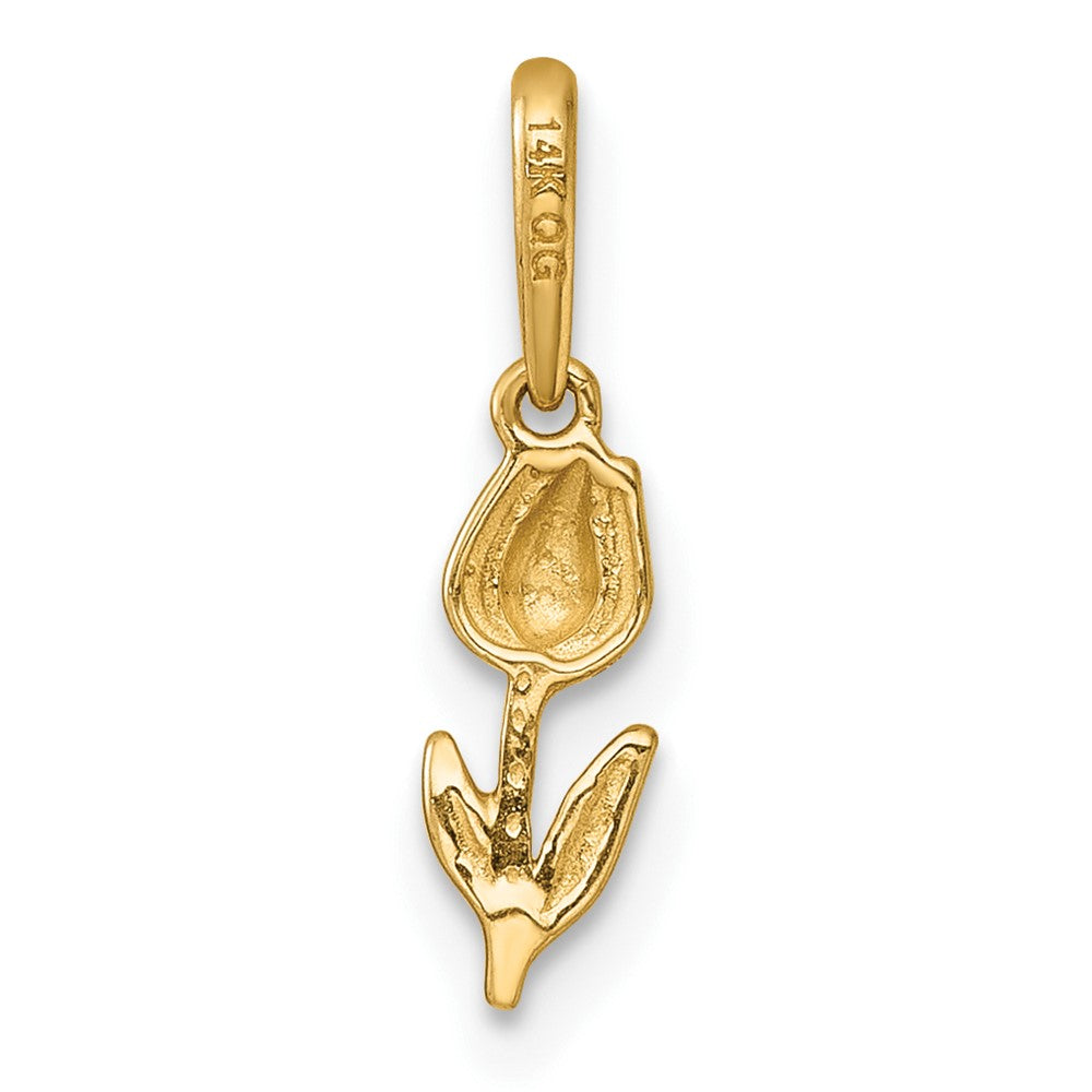 14K Gelbgold Poliert und Diamantiert Tulpe Anhänger
