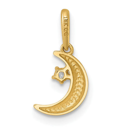 14K Gelbgold Poliert Zirkonia Mond Anhänger