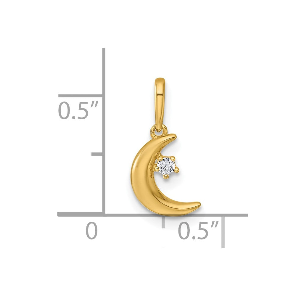 14K Gelbgold Poliert Zirkonia Mond Anhänger