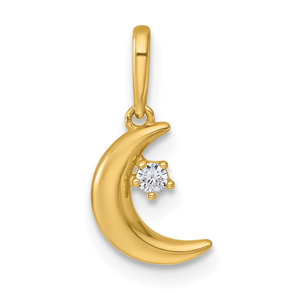 14K Gelbgold Poliert Zirkonia Mond Anhänger