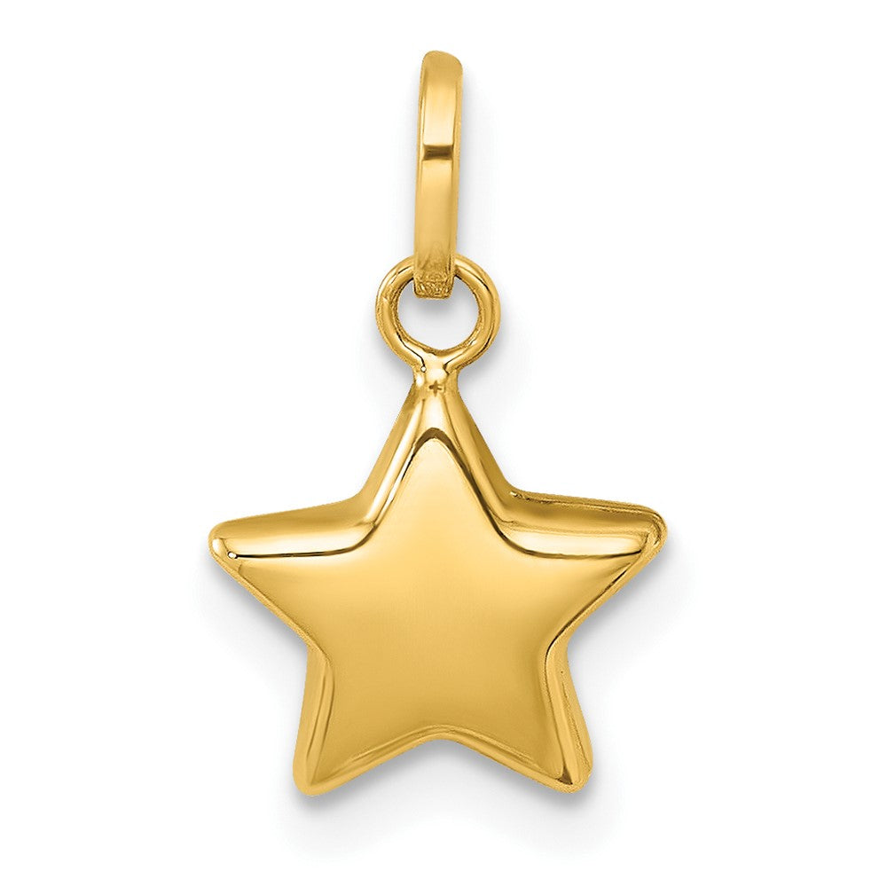 14K Gelbgold Poliert 3d Stern Charm Anhänger