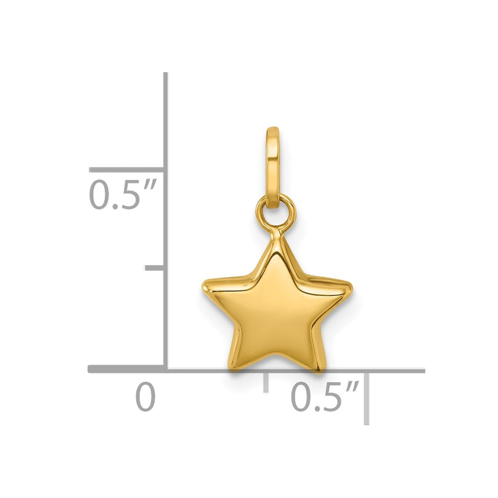 14K Gelbgold Poliert 3d Stern Charm Anhänger