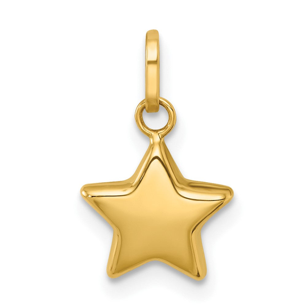14K Gelbgold Poliert 3d Stern Charm Anhänger
