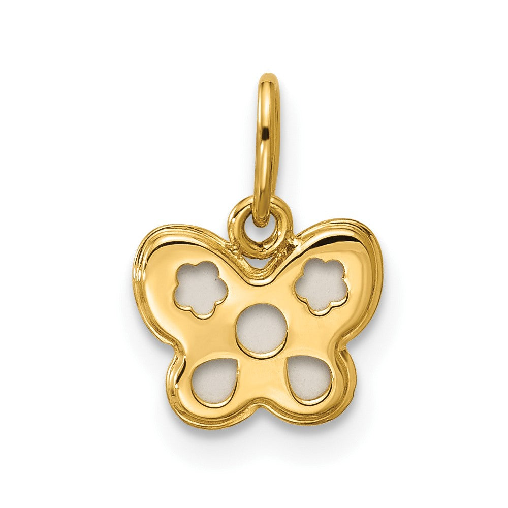 14K Gelbgold Poliert Perlmutt Schmetterling Anhänger