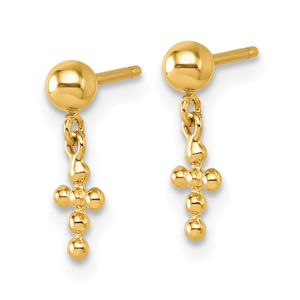 14K Gelbgold Poliert Kreuz Hängend Ohrstecker