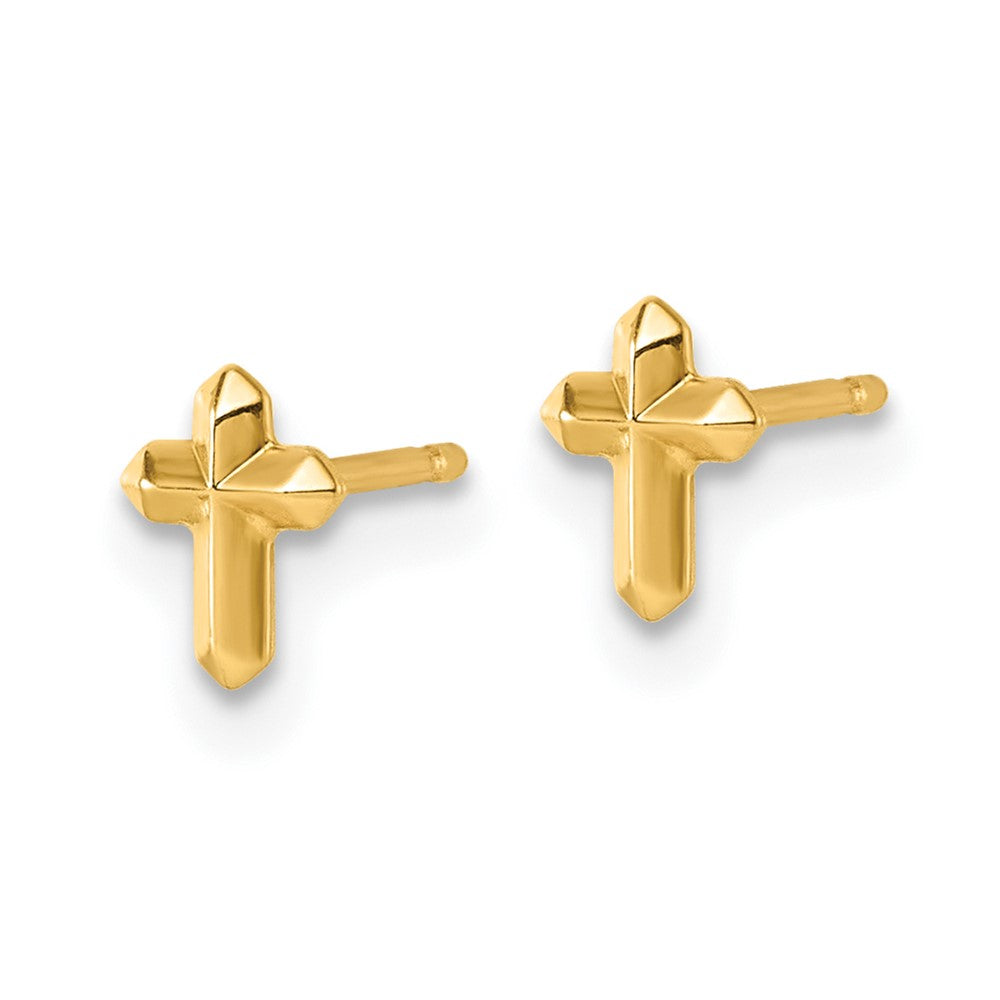 14K Gelbgold Poliert Kreuz Ohrstecker