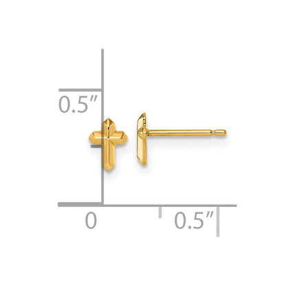 14K Gelbgold Poliert Kreuz Ohrstecker