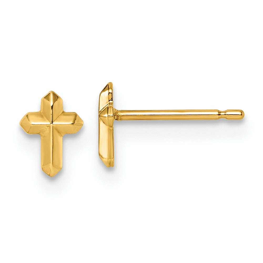 14K Gelbgold Poliert Kreuz Ohrstecker