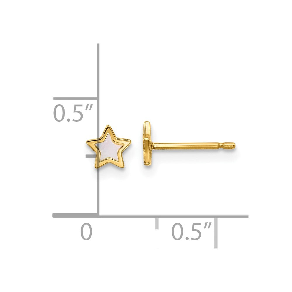 14K Gelbgold Poliert Perlmutt Stern Ohrstecker