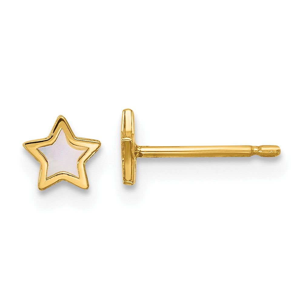 14K Gelbgold Poliert Perlmutt Stern Ohrstecker