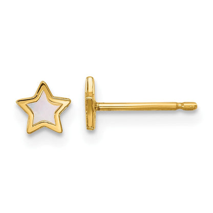 14K Gelbgold Poliert Perlmutt Stern Ohrstecker