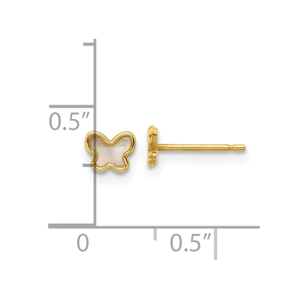 14K Gelbgold Poliert Perlmutt Schmetterling Ohrstecker