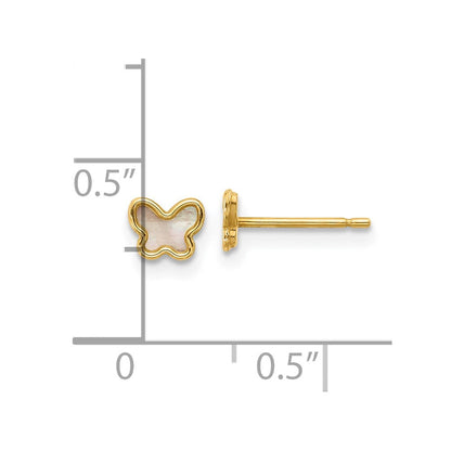 14K Gelbgold Poliert Perlmutt Schmetterling Ohrstecker
