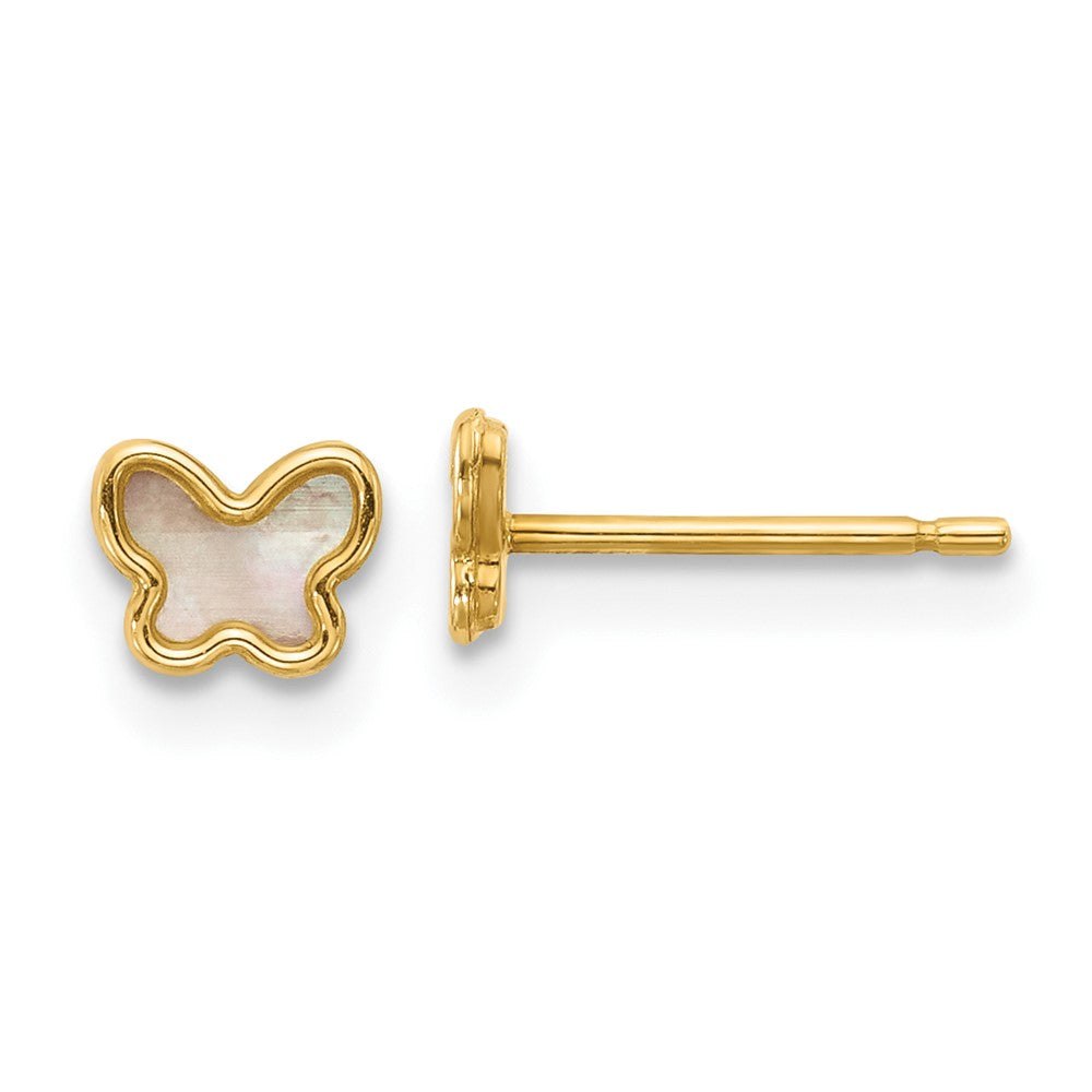 14K Gelbgold Poliert Perlmutt Schmetterling Ohrstecker