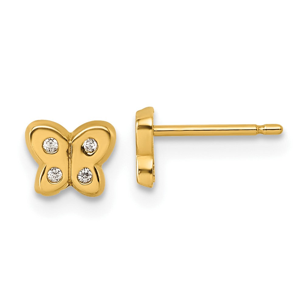 14K Gelbgold Poliert Zirkonia Schmetterling Ohrstecker