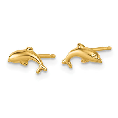14K Gelbgold Poliert Delfin Ohrstecker