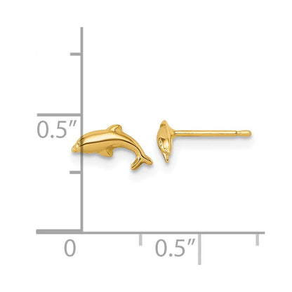 14K Gelbgold Poliert Delfin Ohrstecker