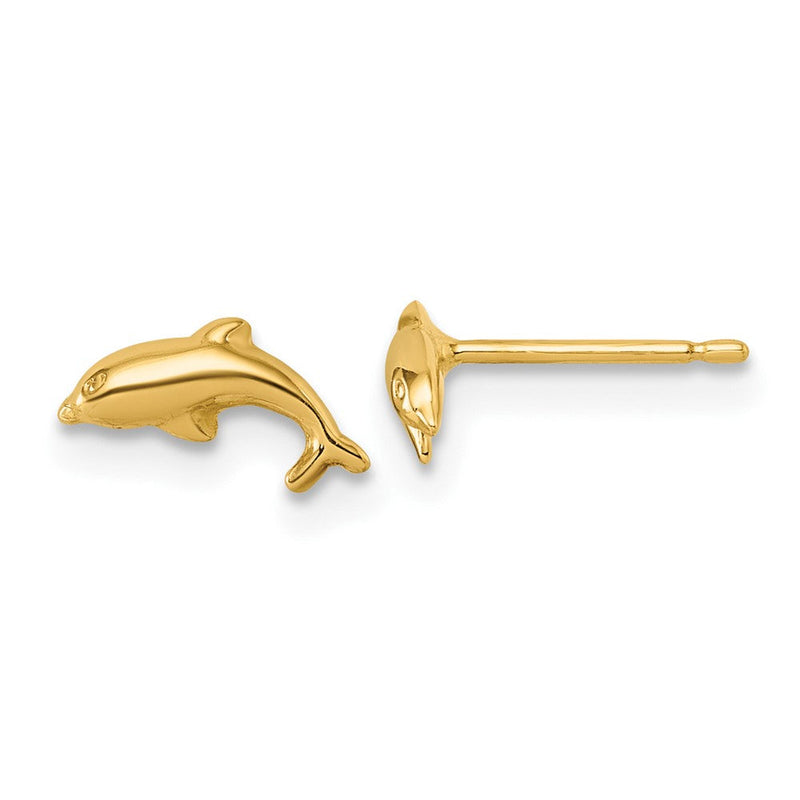 14K Gelbgold Poliert Delfin Ohrstecker