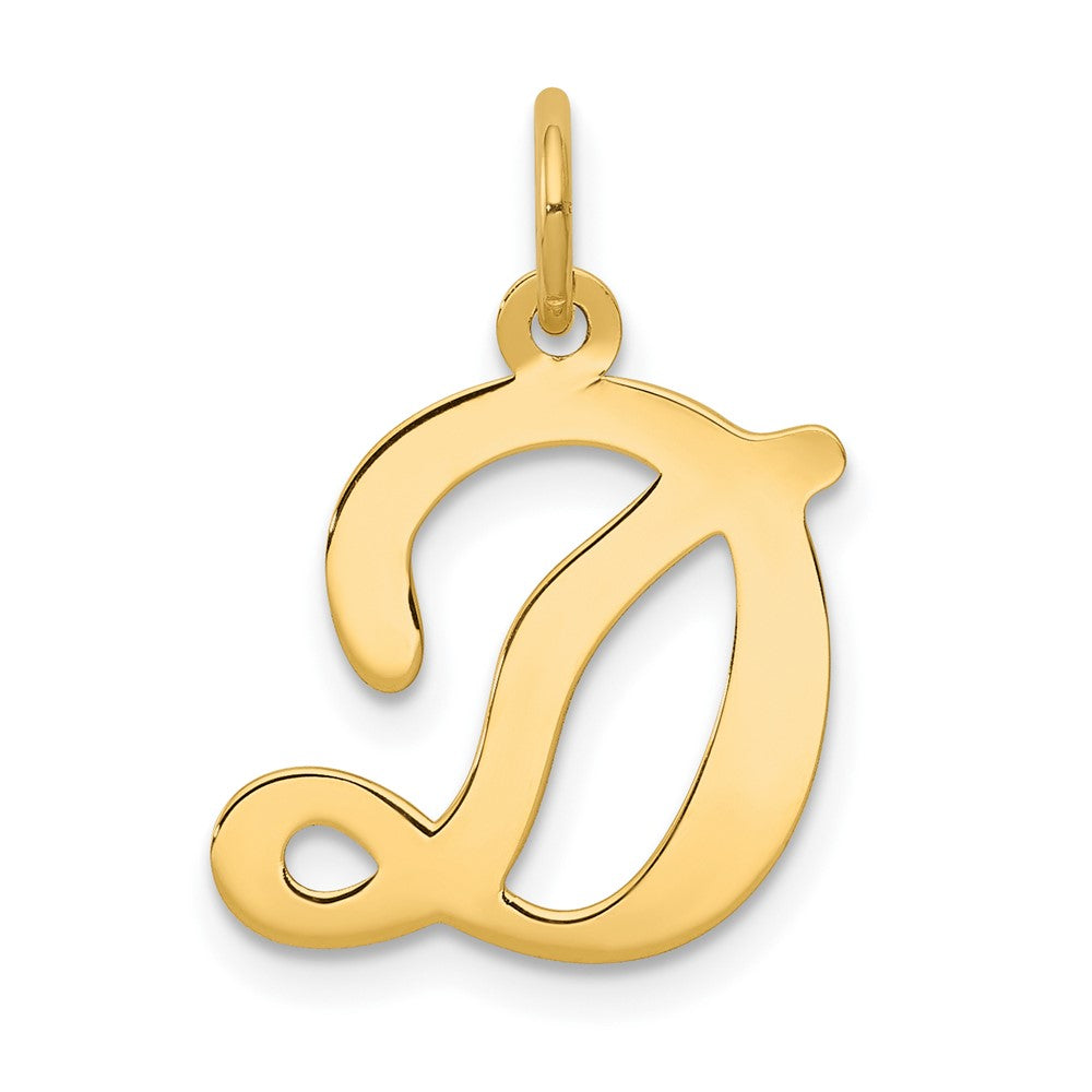 14K Gelbgold 14ky Schreibschrift Buchstabe D Initiale Charm