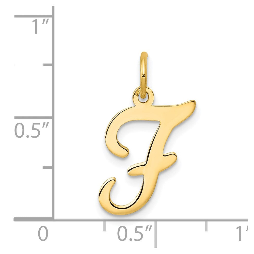 14K Gelbgold 14ky Schreibschrift Buchstabe F Initiale Charm