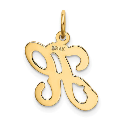 14K Gelbgold 14ky Schreibschrift Buchstabe H Initiale Charm