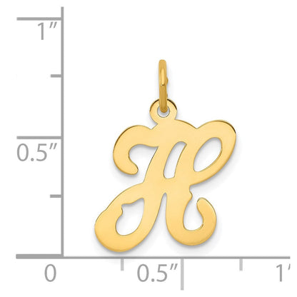 14K Gelbgold 14ky Schreibschrift Buchstabe H Initiale Charm