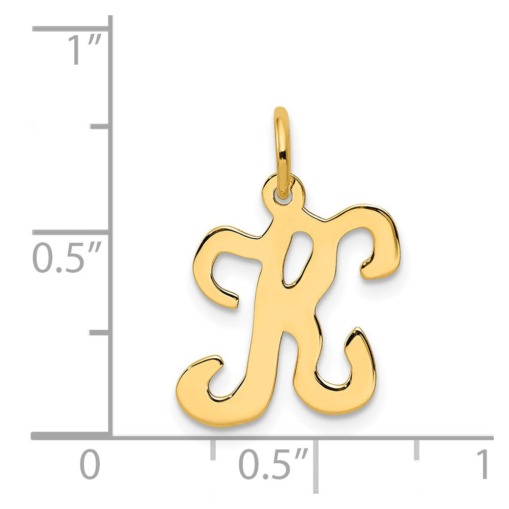 14K Gelbgold 14ky Schreibschrift Buchstabe K Initiale Charm