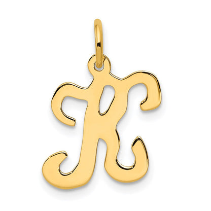 14K Gelbgold 14ky Schreibschrift Buchstabe K Initiale Charm