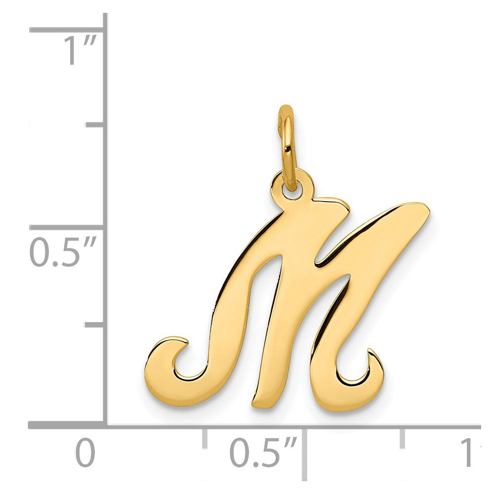14K Gelbgold 14ky Schreibschrift Buchstabe M Initiale Charm
