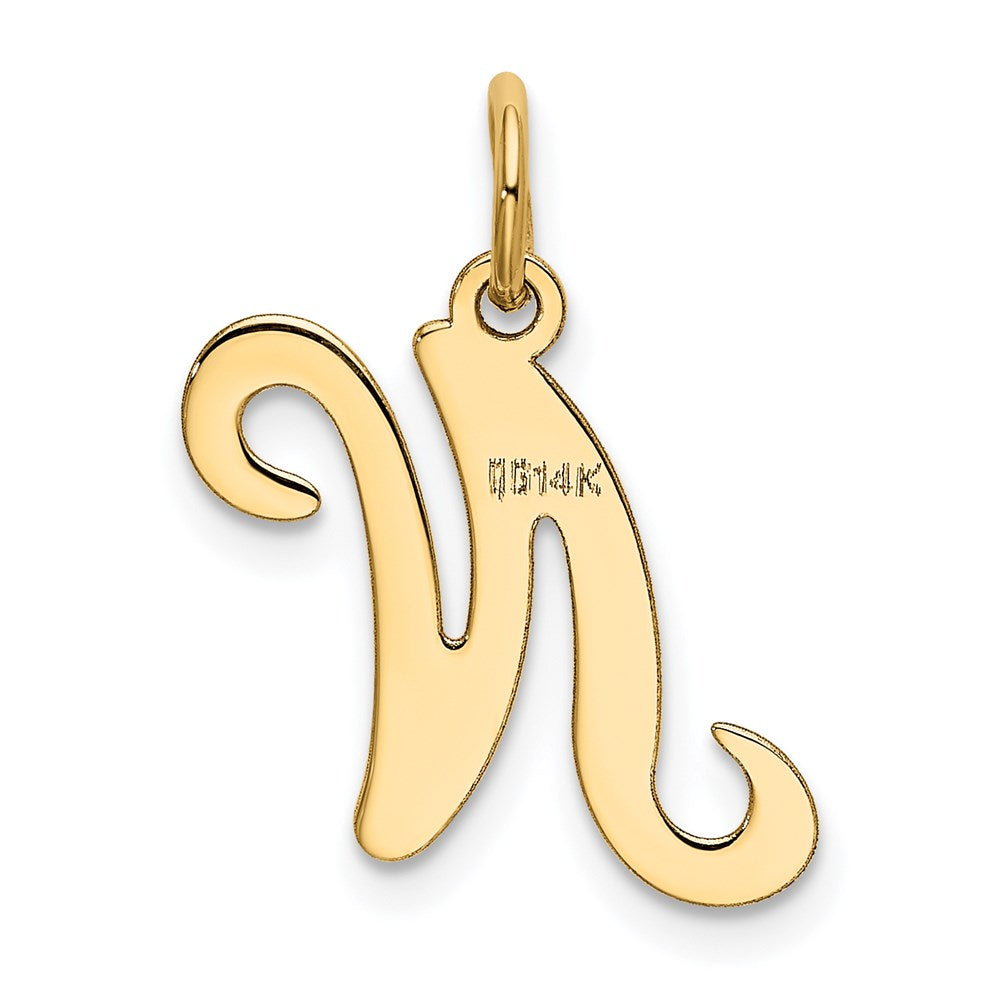 14K Gelbgold 14ky Schreibschrift Buchstabe N Initiale Charm