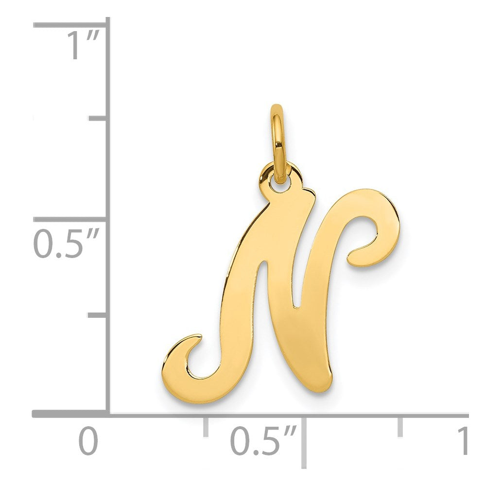 14K Gelbgold 14ky Schreibschrift Buchstabe N Initiale Charm