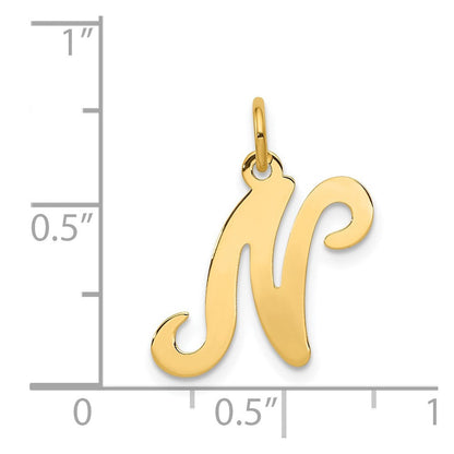 14K Gelbgold 14ky Schreibschrift Buchstabe N Initiale Charm