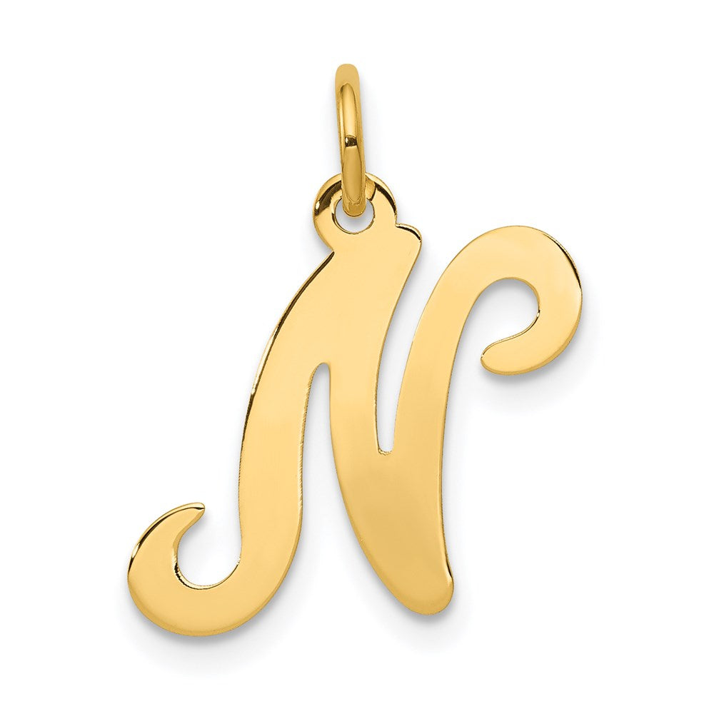 14K Gelbgold 14ky Schreibschrift Buchstabe N Initiale Charm
