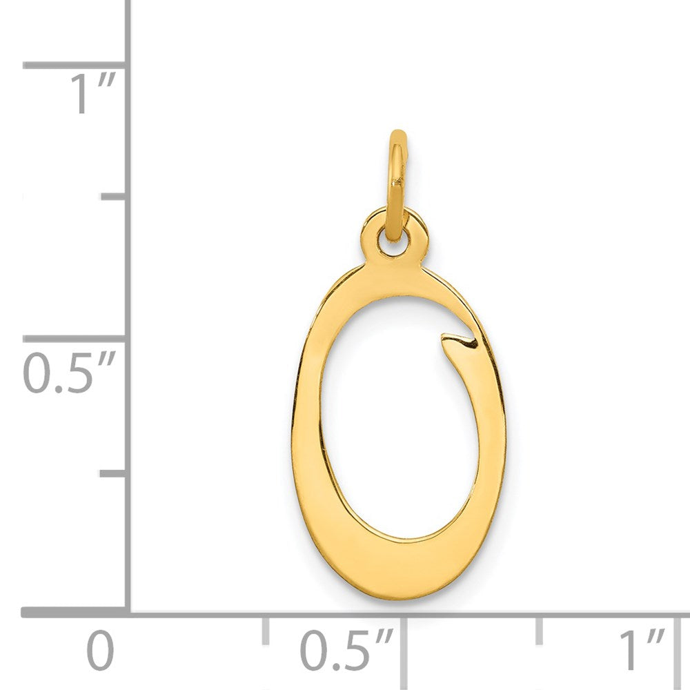 14K Gelbgold 14ky Schreibschrift Buchstabe O Initiale Charm