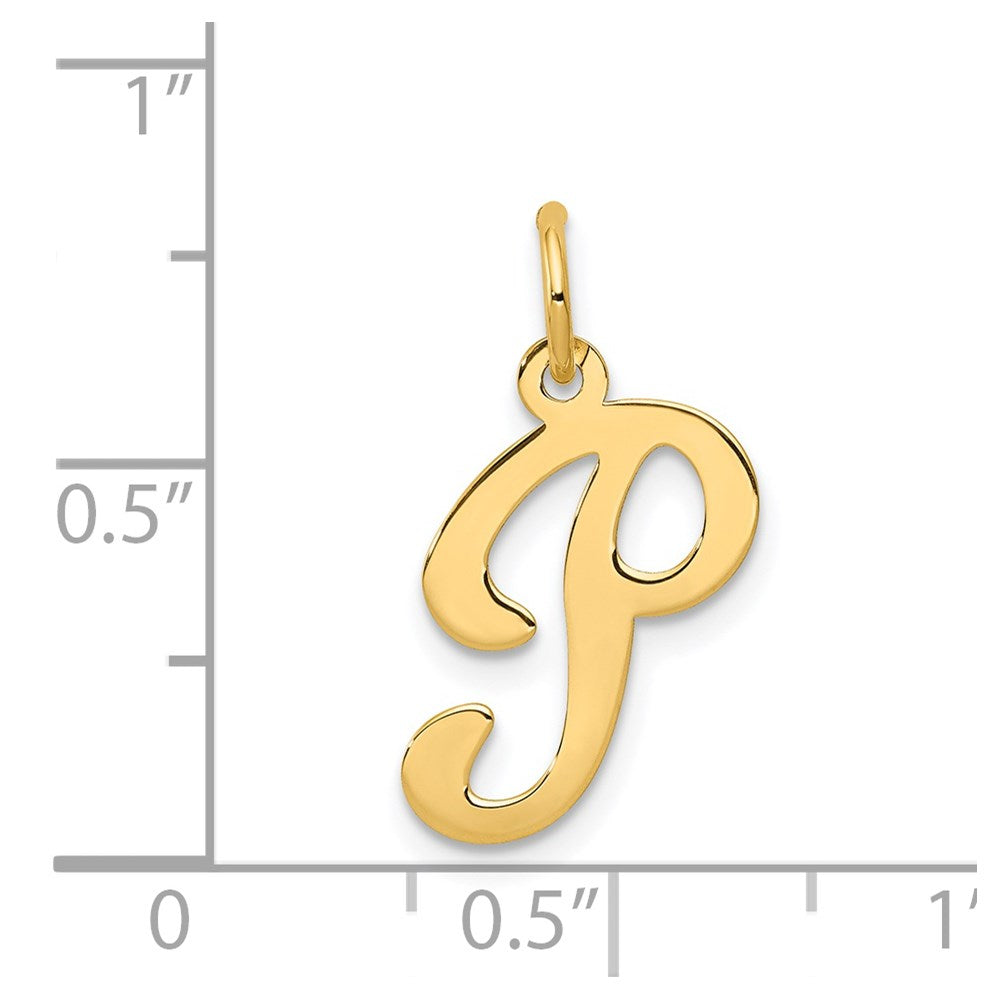 14K Gelbgold 14ky Schreibschrift Buchstabe P Initiale Charm