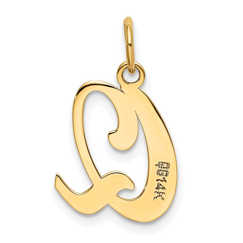 14K Gelbgold 14ky Schreibschrift Buchstabe Q Initiale Charm