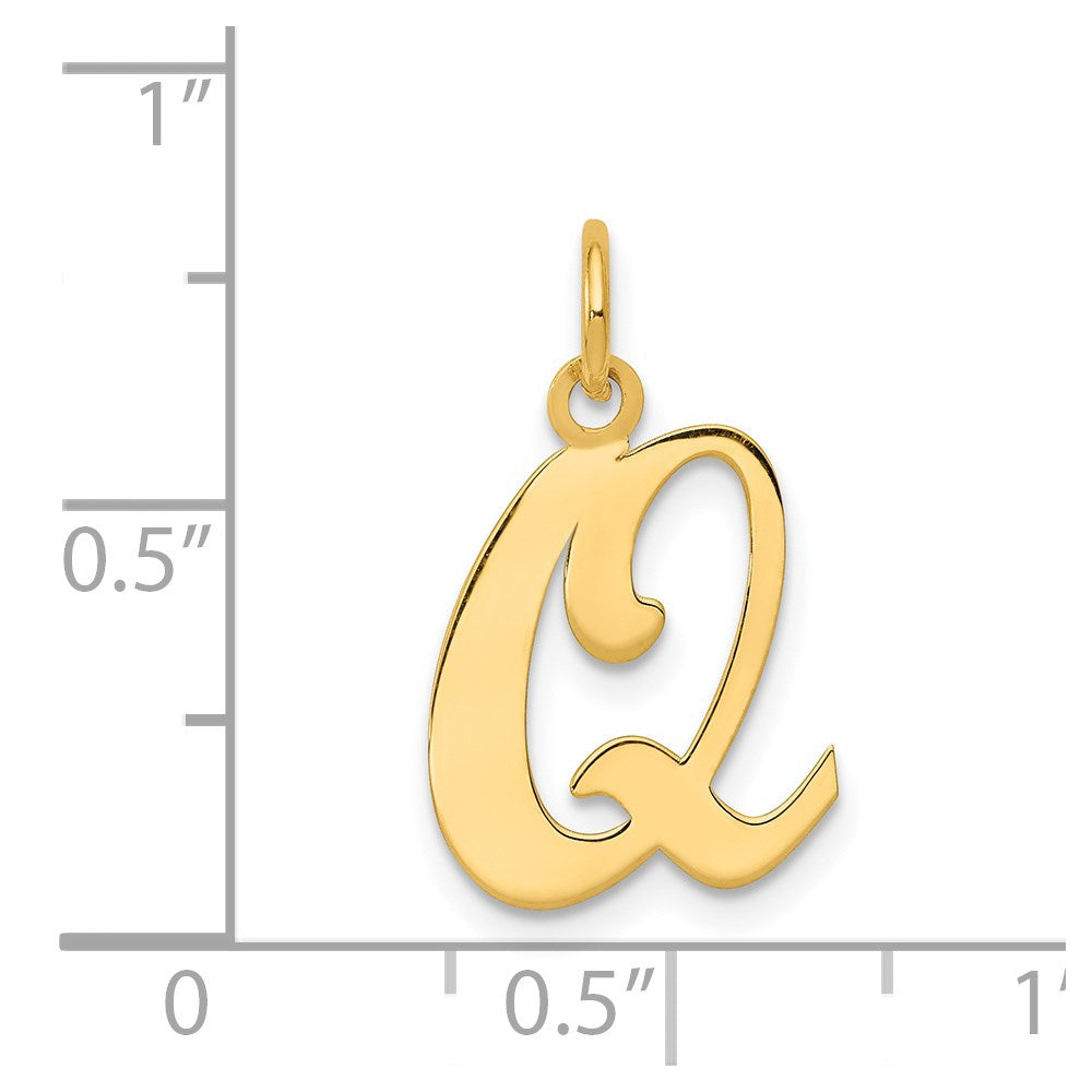14K Gelbgold 14ky Schreibschrift Buchstabe Q Initiale Charm