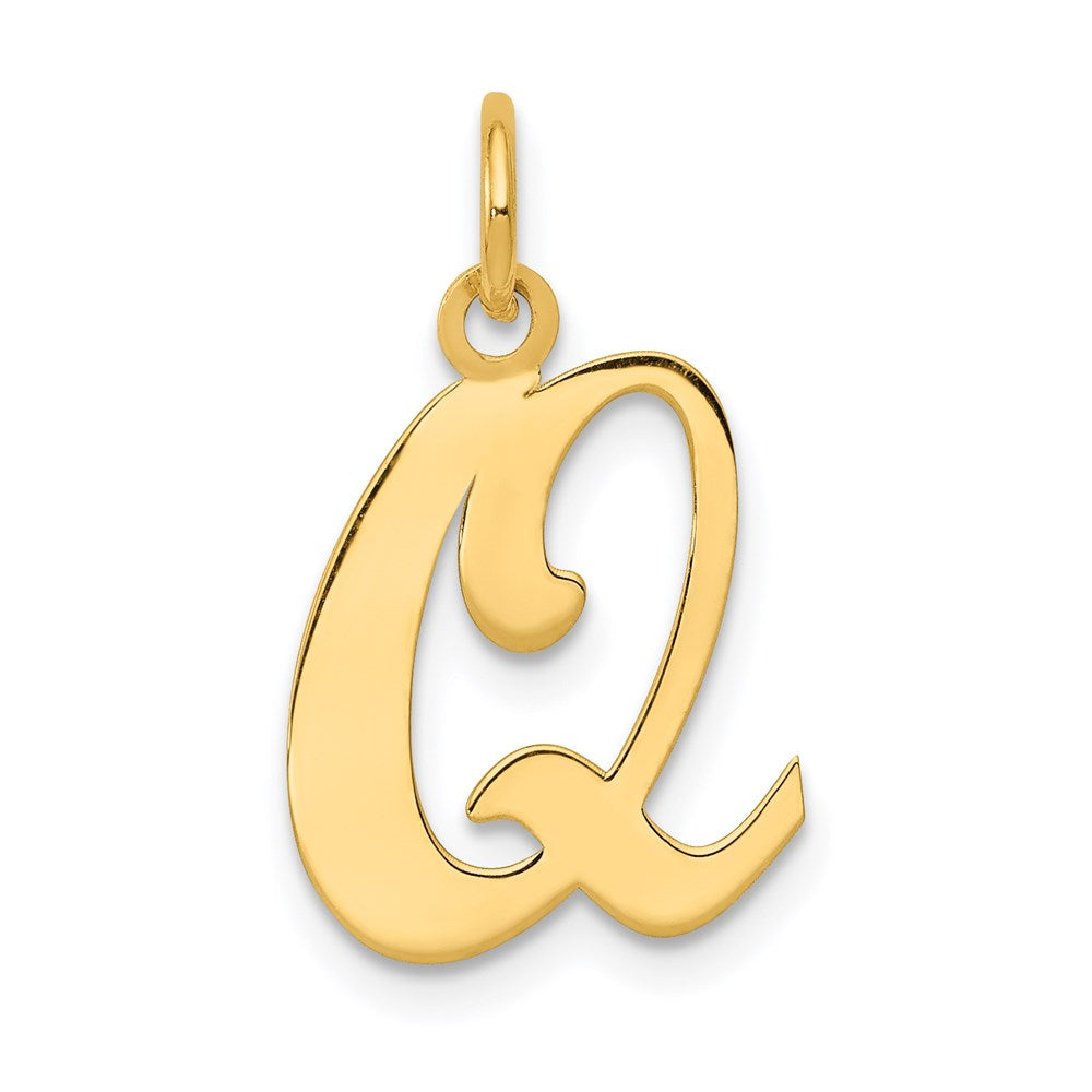14K Gelbgold 14ky Schreibschrift Buchstabe Q Initiale Charm