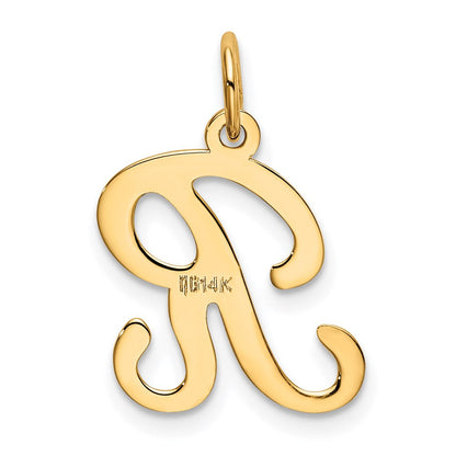 14K Gelbgold 14ky Schreibschrift Buchstabe R Initiale Charm