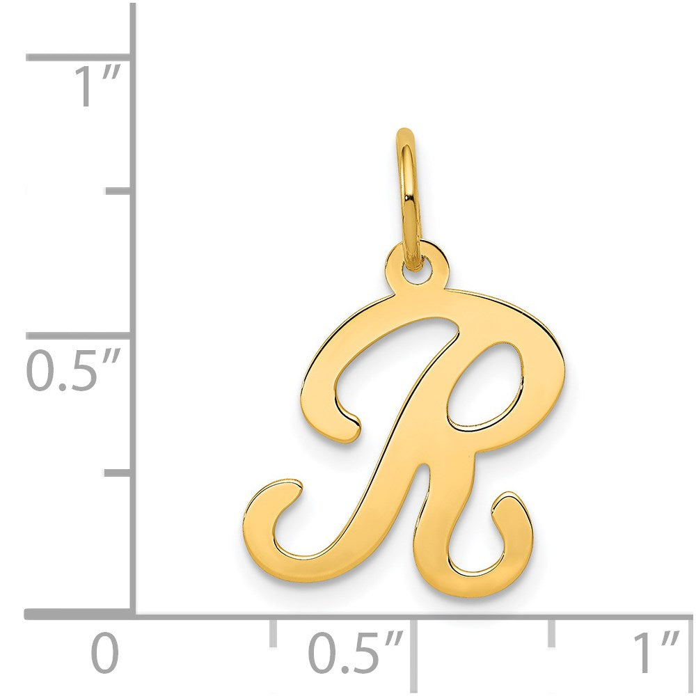 14K Gelbgold 14ky Schreibschrift Buchstabe R Initiale Charm