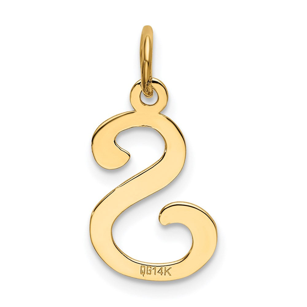 14K Gelbgold 14ky Schreibschrift Buchstabe S Initiale Charm