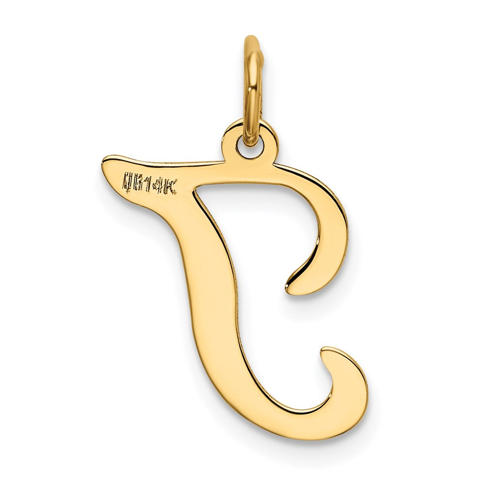 14K Gelbgold 14ky Schreibschrift Buchstabe T Initiale Charm