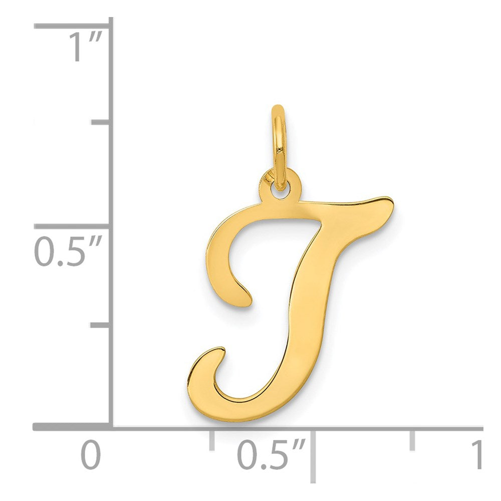 14K Gelbgold 14ky Schreibschrift Buchstabe T Initiale Charm