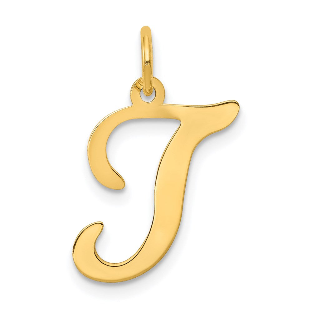 14K Gelbgold 14ky Schreibschrift Buchstabe T Initiale Charm
