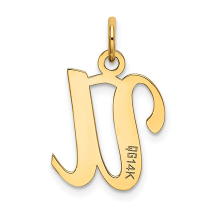 14K Gelbgold 14ky Schreibschrift Buchstabe U Initiale Charm